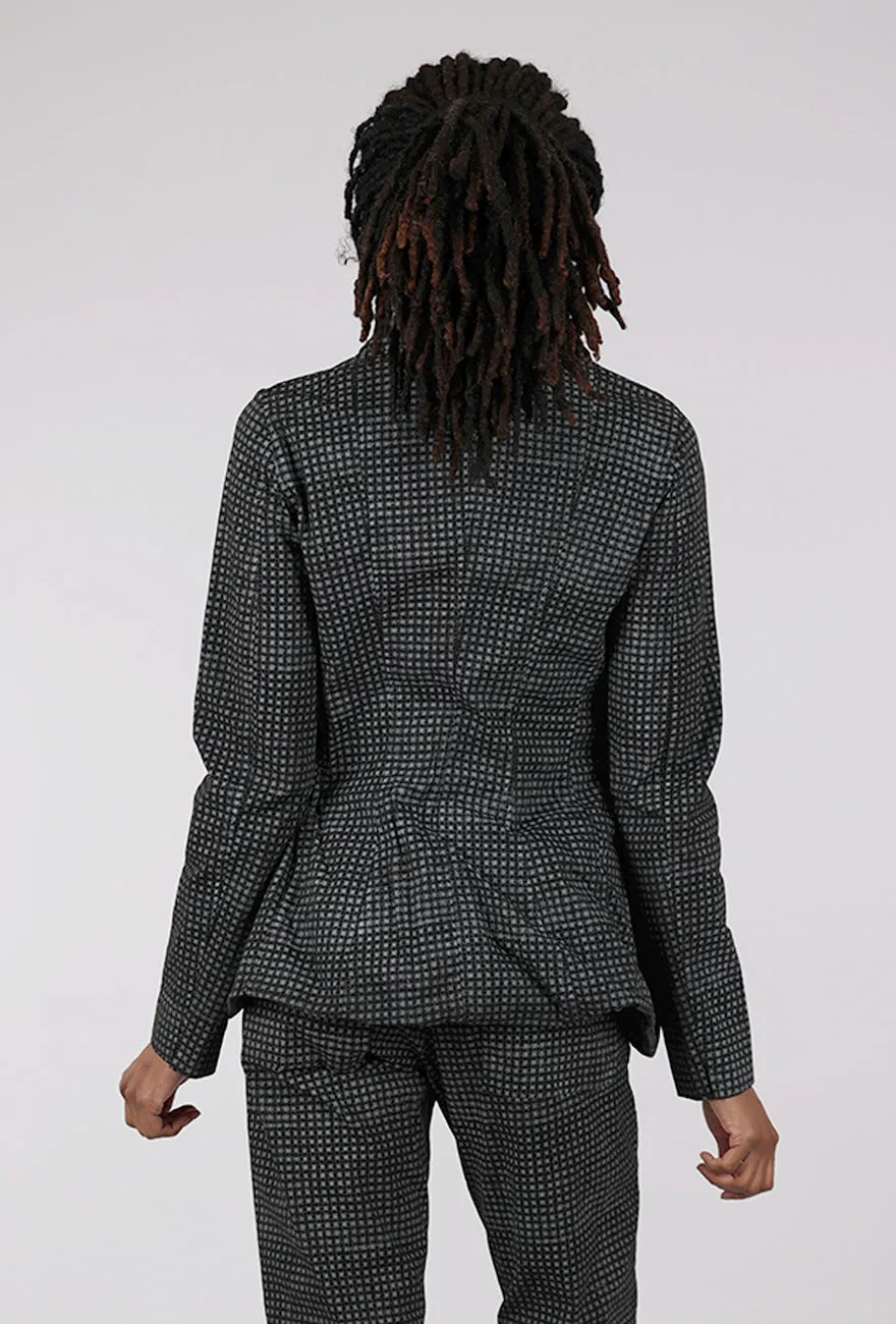 Culottes style Cotton Check Flap Pocket Jacket, Black