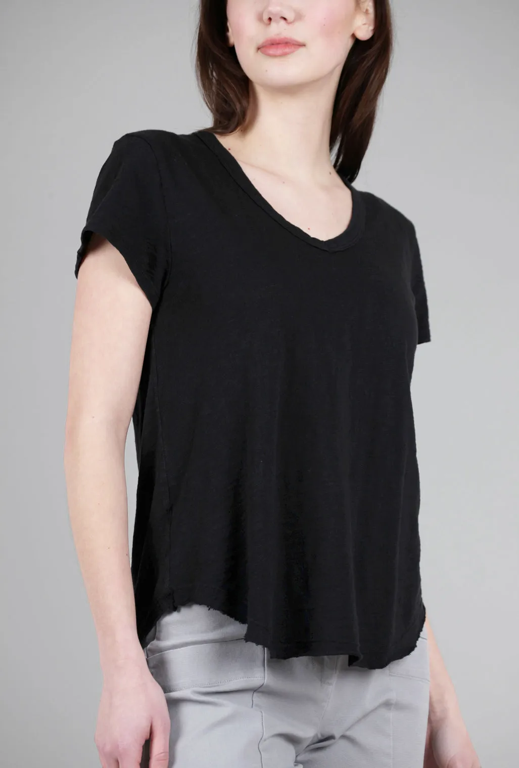 Curved Hem Vee Tee, Black Affordable Options