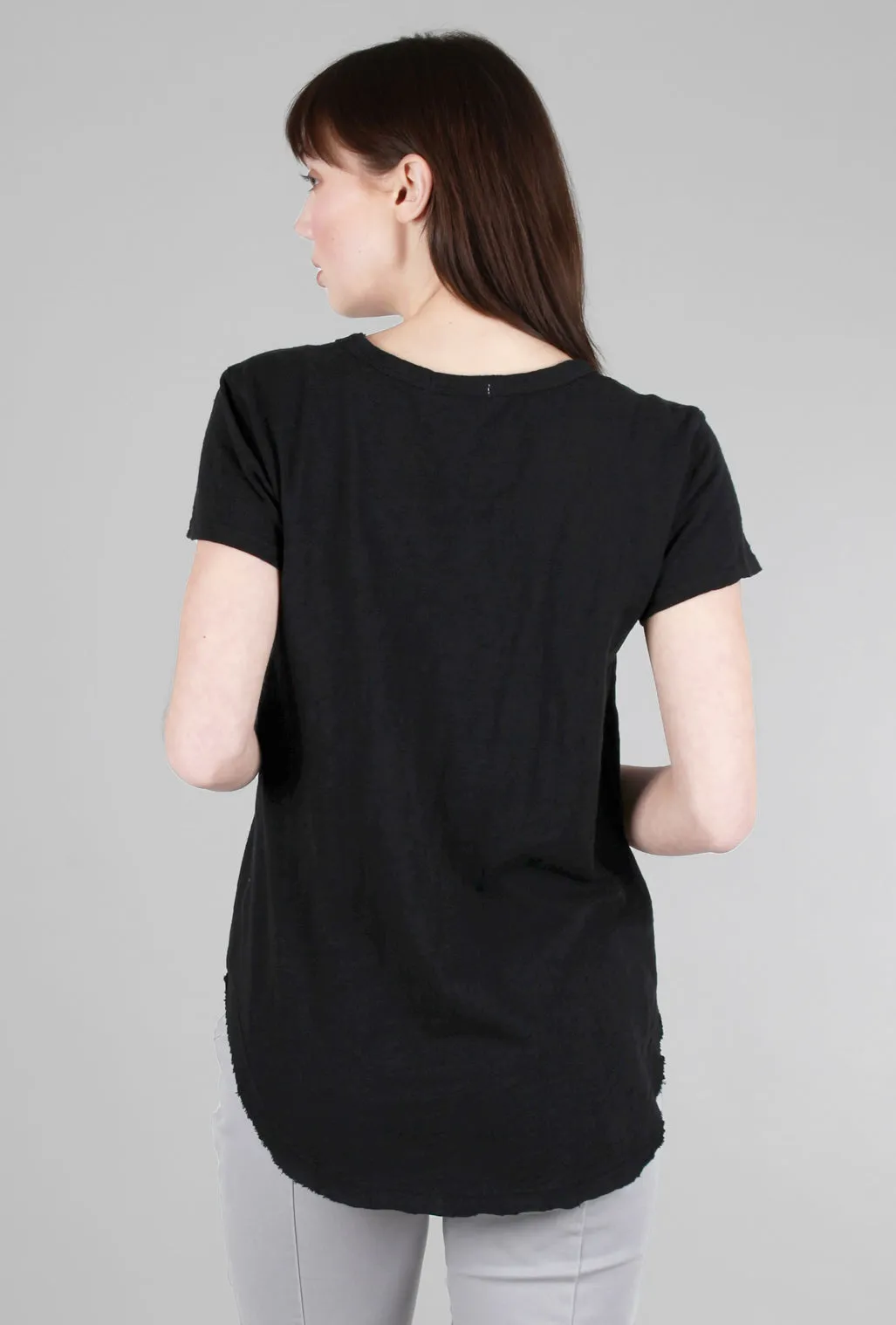Curved Hem Vee Tee, Black Affordable Options