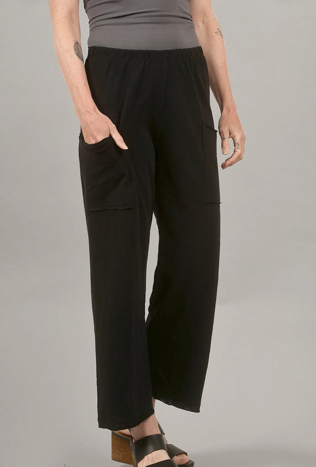 Daily Comfort Cotton Slub Pocket Flood, Black