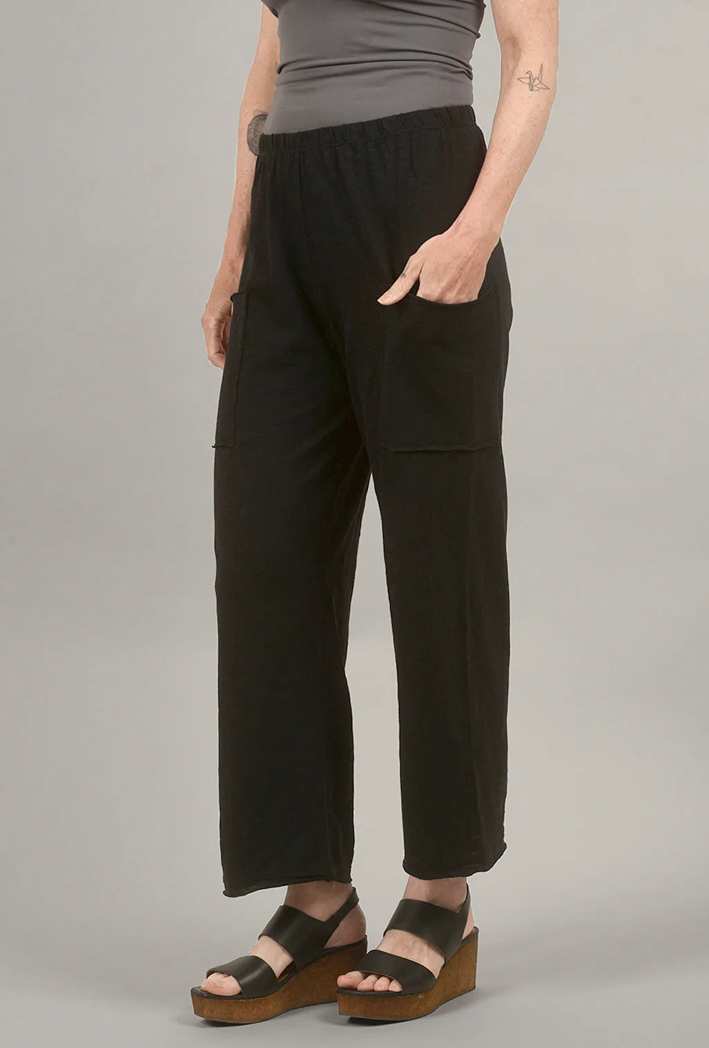 Daily Comfort Cotton Slub Pocket Flood, Black