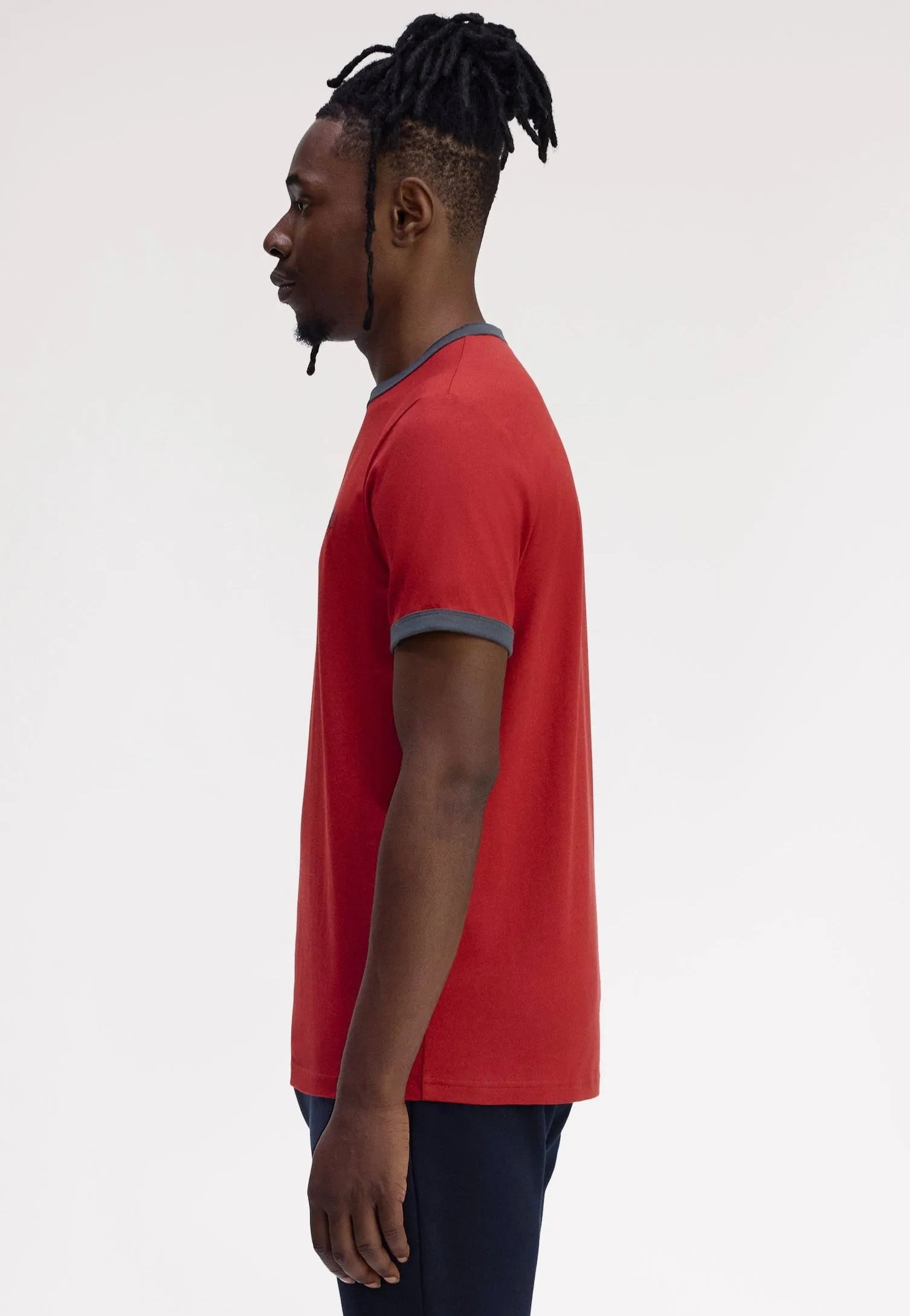 Daily Fit Fred Perry - Ringer Burnt Red/Navy - T-Shirt
