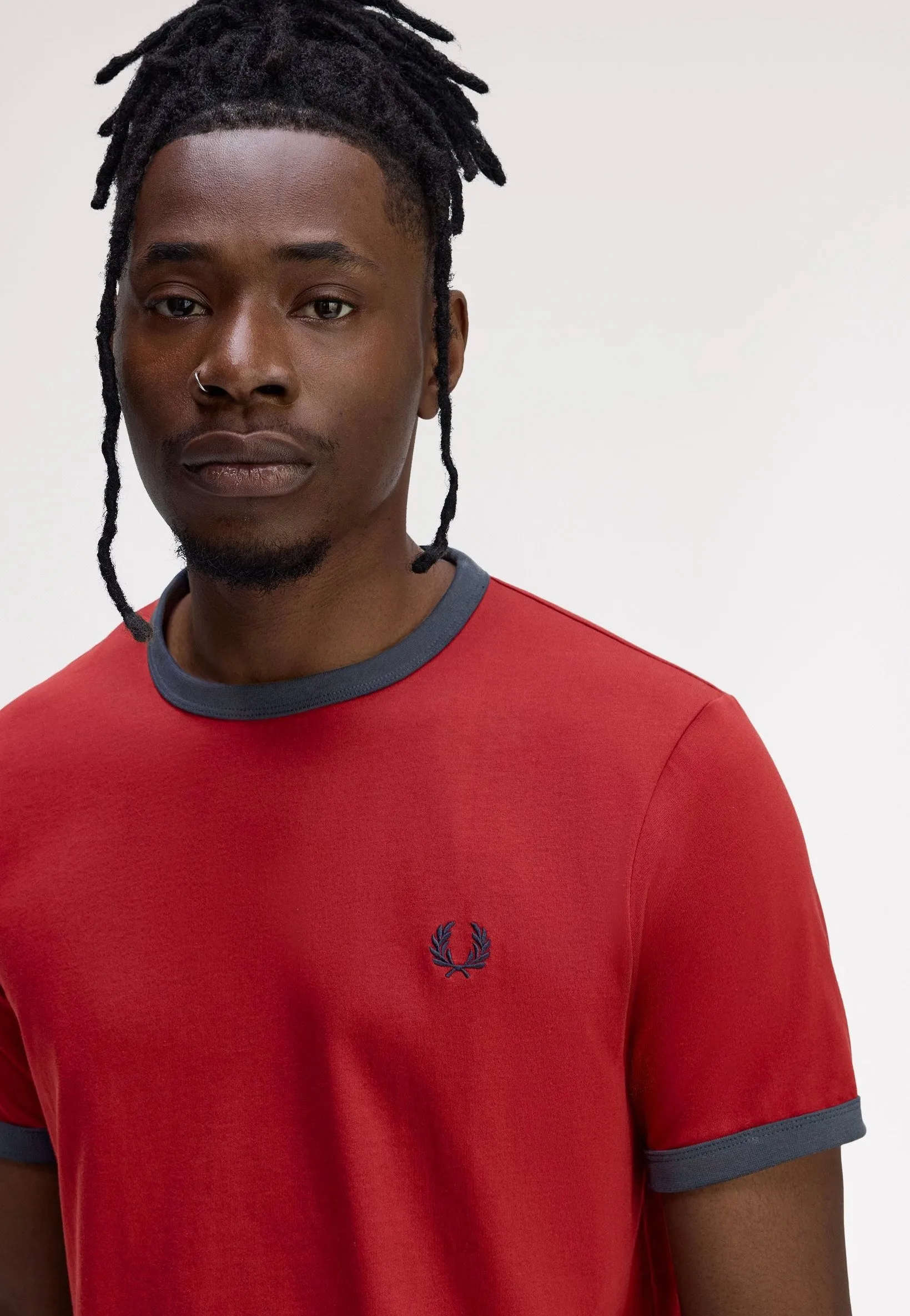 Daily Fit Fred Perry - Ringer Burnt Red/Navy - T-Shirt