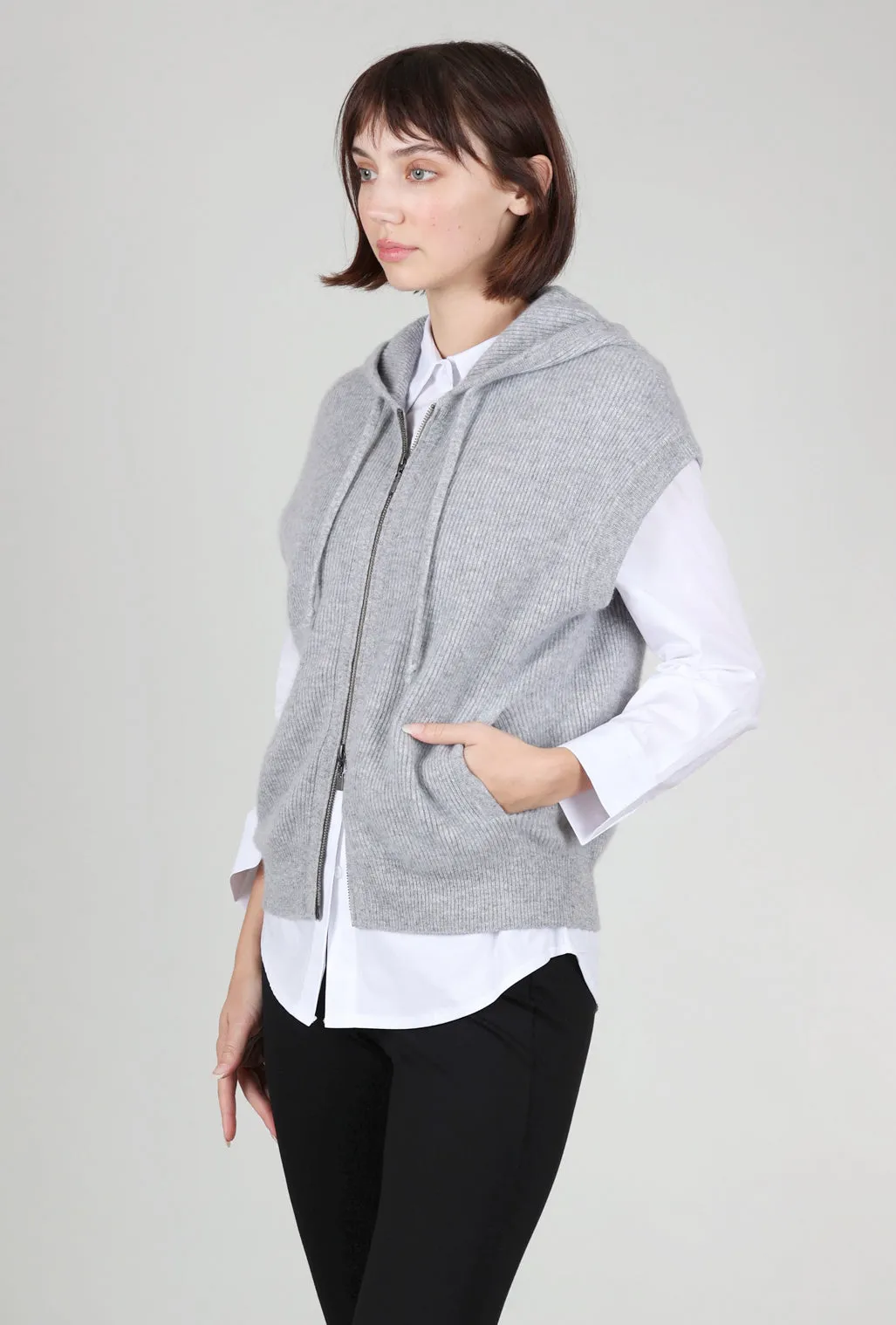 Daily Look S/L Rib Zip Hoodie, Sterling