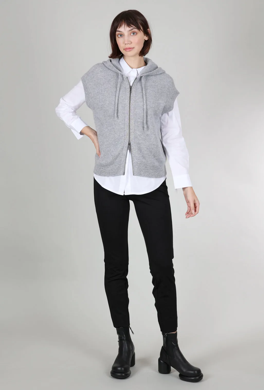 Daily Look S/L Rib Zip Hoodie, Sterling