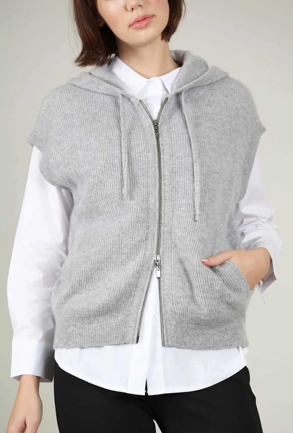 Daily Look S/L Rib Zip Hoodie, Sterling