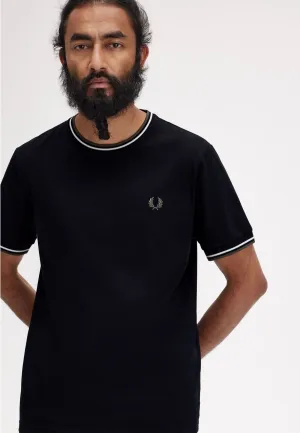 Fred Perry - Twin Tipped Black/Ecru/Laurel Wreath Green - T-Shirt Breathable mesh Versatile Comfort Style