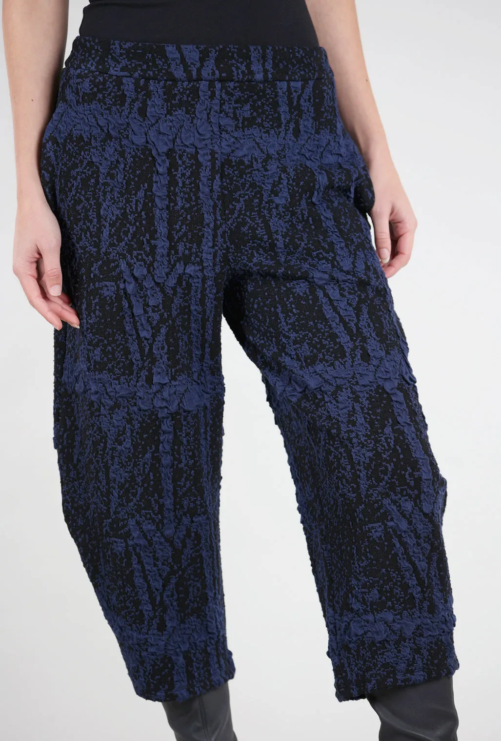 Dappled Knit Lantern Pant, Blue/Black Smart Style