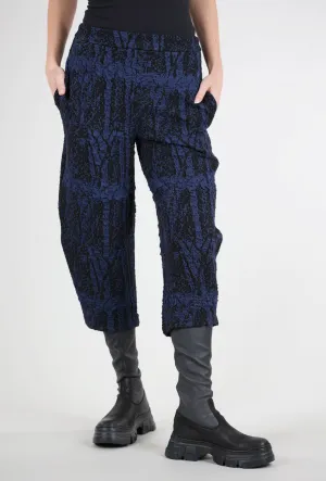 Dappled Knit Lantern Pant, Blue/Black Slim Design