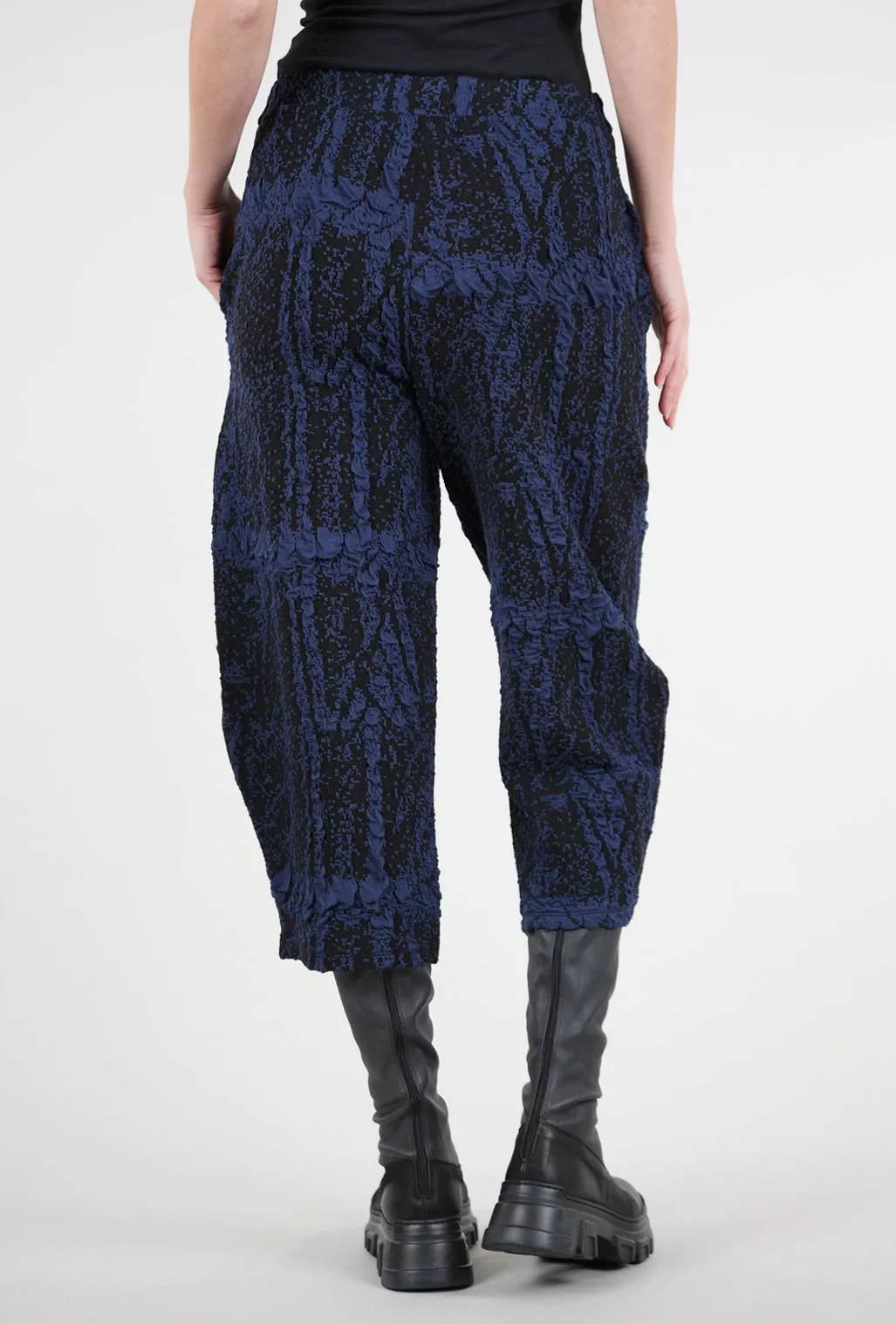 Dappled Knit Lantern Pant, Blue/Black Smart Style