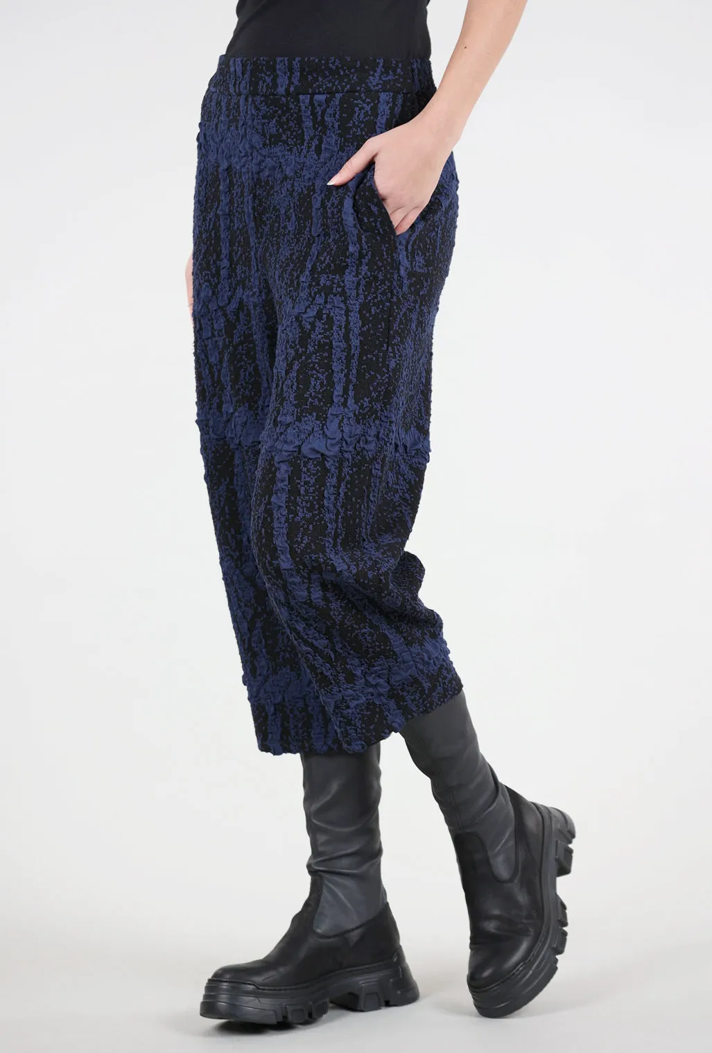 Dappled Knit Lantern Pant, Blue/Black Smart Style