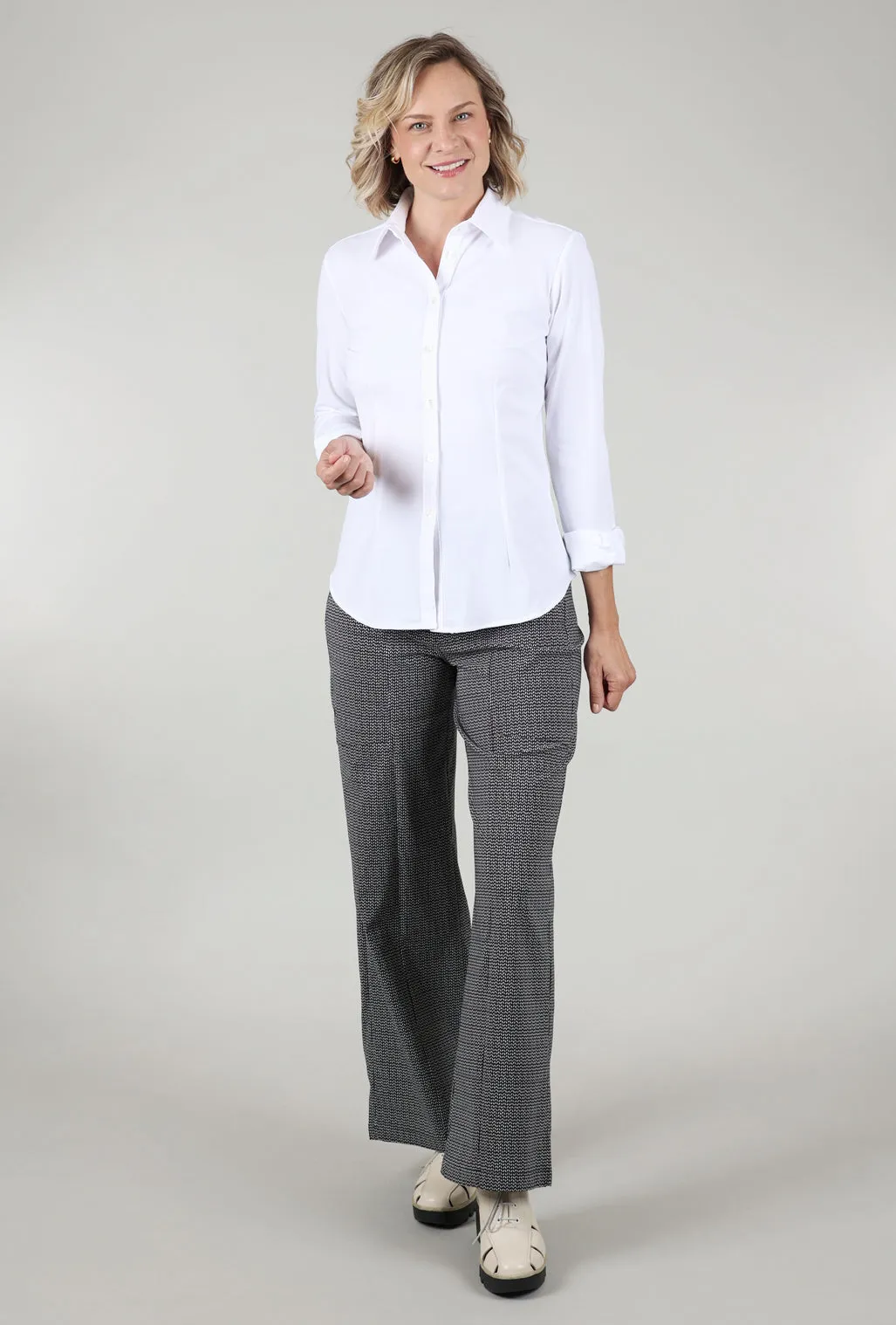 Dawn Tech Button-Up Shirt, White Streetwear Vibes