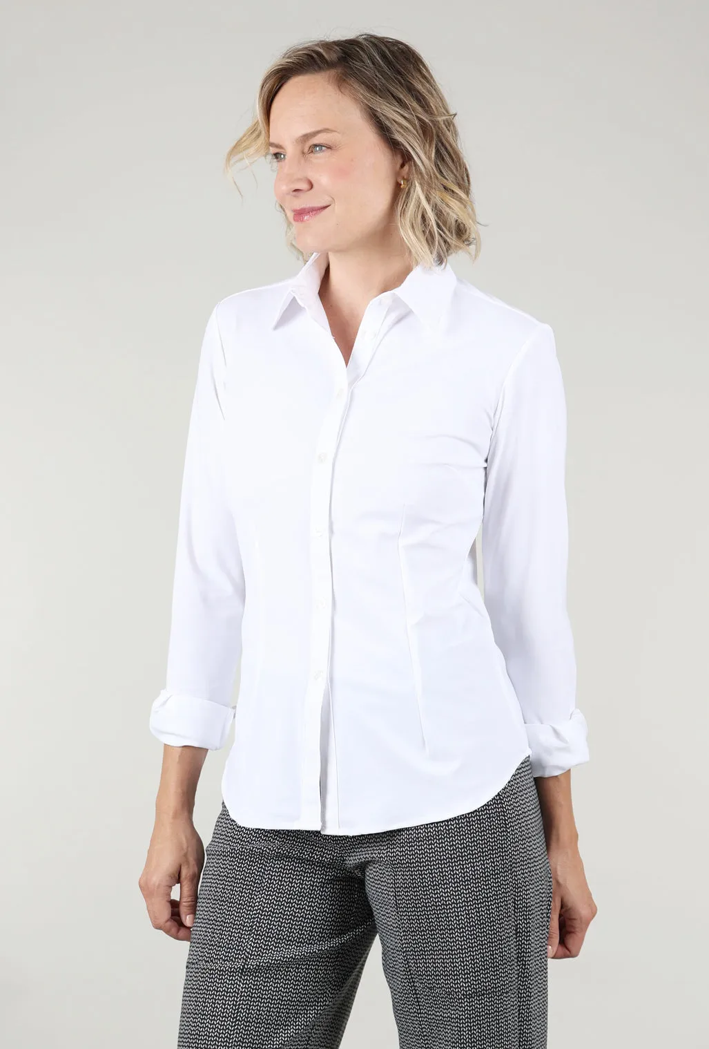 Dawn Tech Button-Up Shirt, White Streetwear Vibes