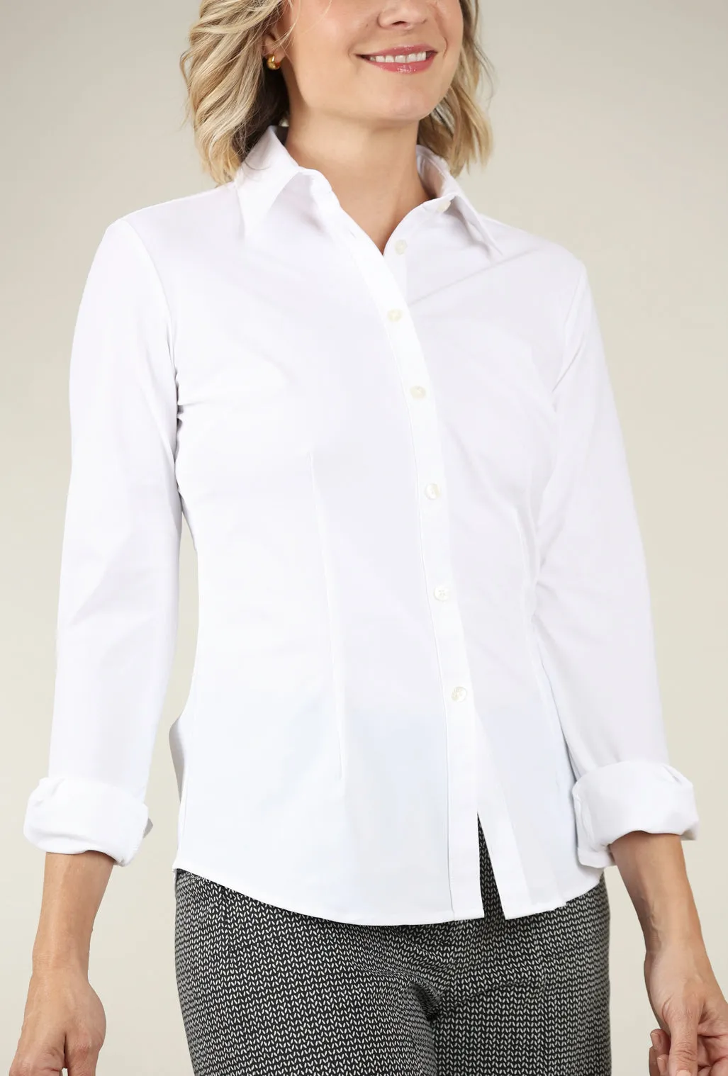 Dawn Tech Button-Up Shirt, White Streetwear Vibes