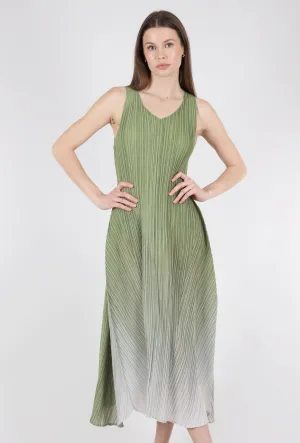 Contrast-Lining Daytime Look Long Estrella Dress, Peridot Ombre