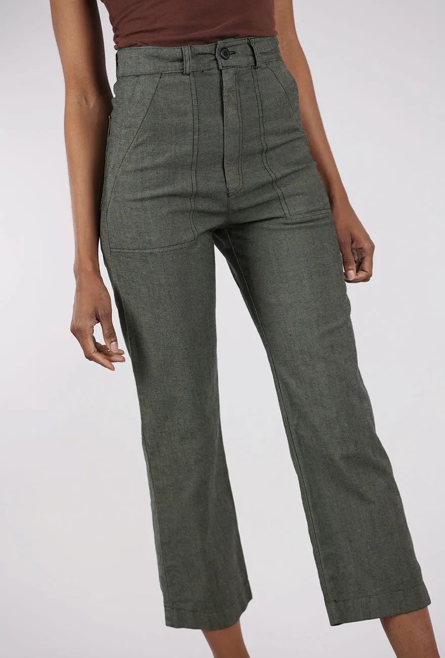 Denim Boiler Pant, Khaki Practical Design