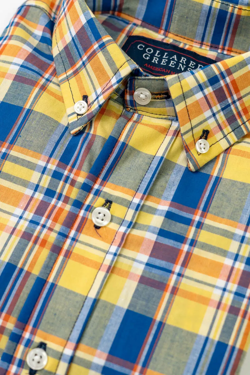Bailey: Brookline Button Down - Blue/Yellow Relaxed evening top Neatly pressed clothing
