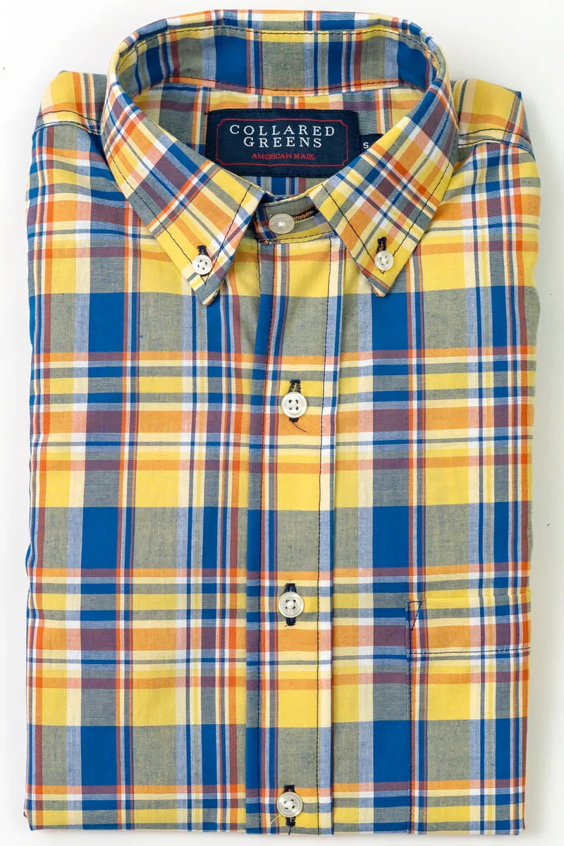 denim stiff Bailey: Brookline Button Down - Blue/Yellow