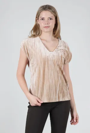 Velvet Cupro Vee Top, Sand bohemian flair