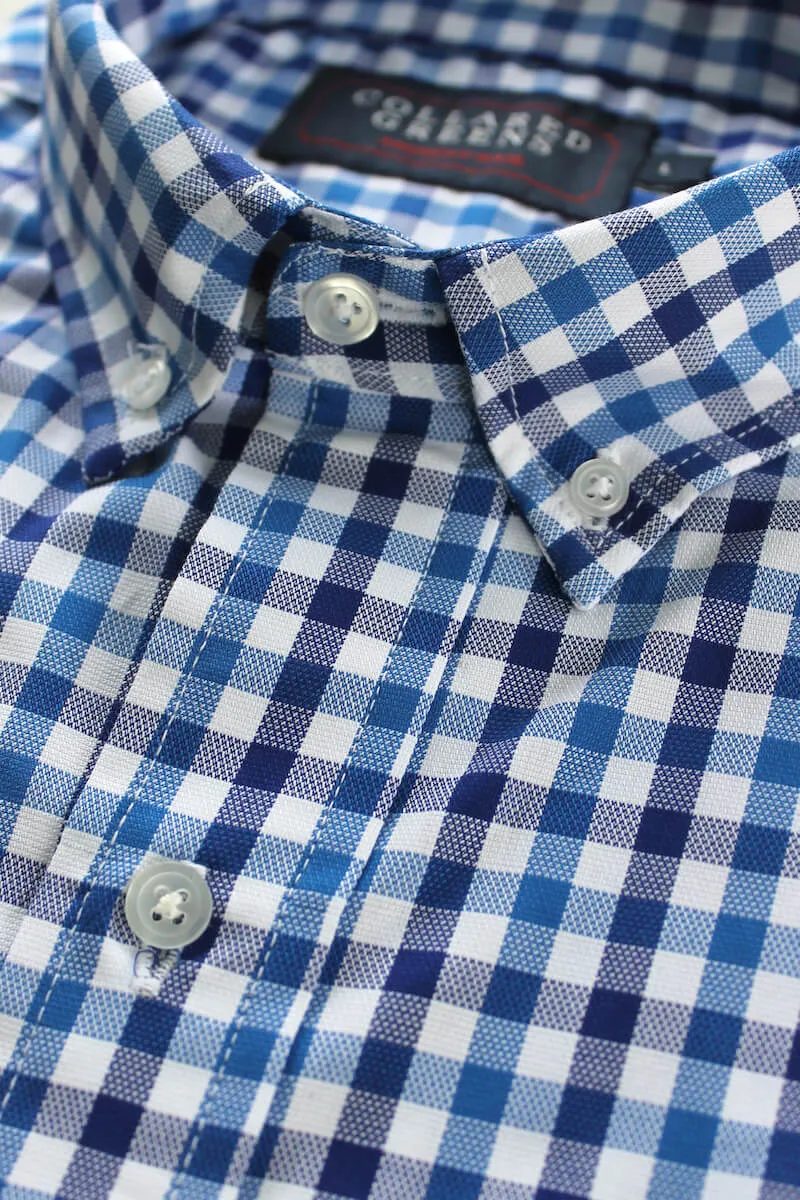 Hayden: Brookline Button Down Shirt - Blue/Navy Easy care daily shirt Classic style top