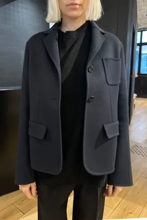 Navy Cashmere Fitted Blazer Bold Statement Vintage Inspired