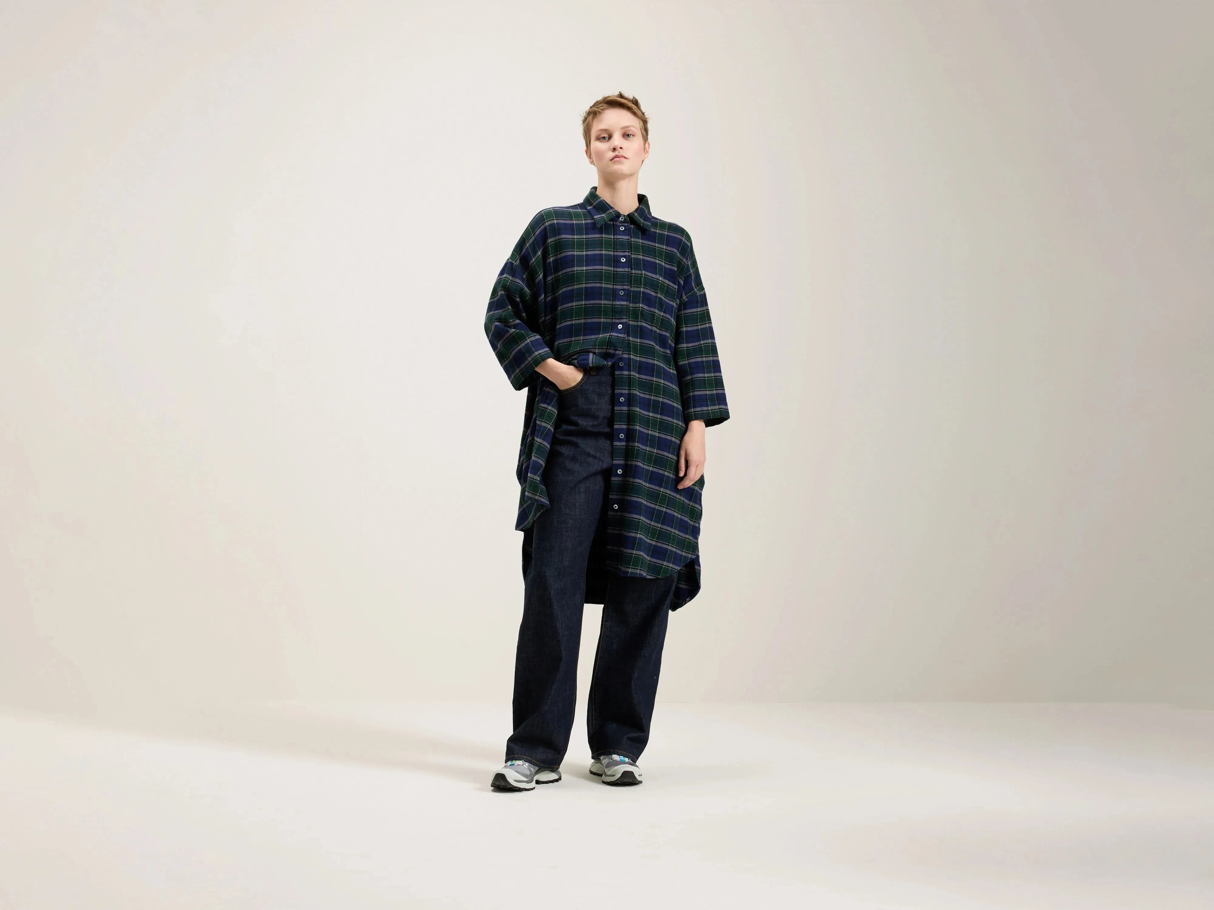 Gladys shirt dress (242 / W / CHECK F) Recycled-Material