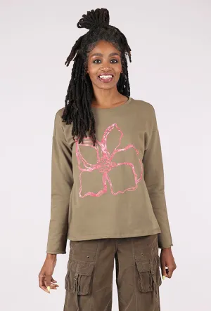 Destination Fleece Floral Pullover, Willow gentle style cashmere texture