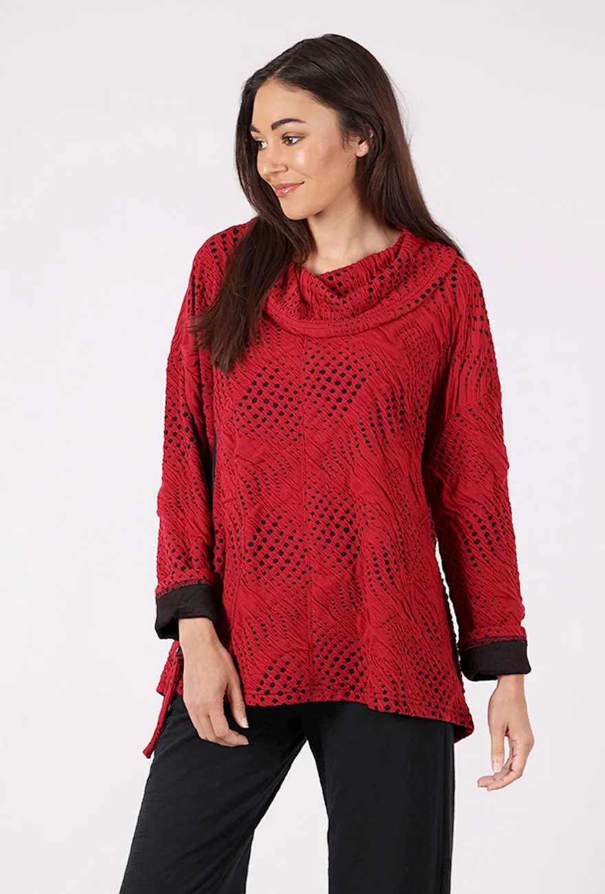Dimension Knit Top, Red/Black Versatile Shirt