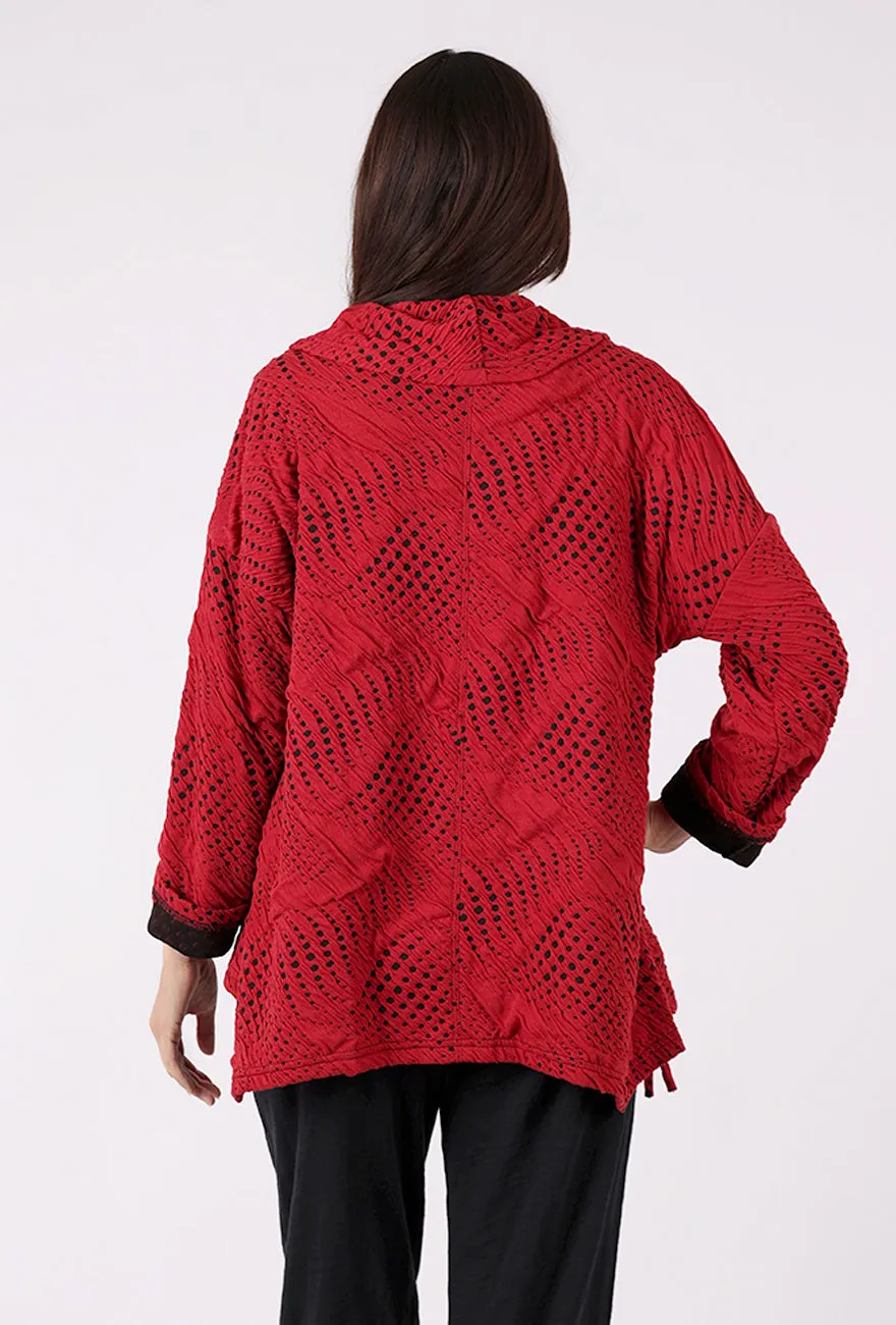Dimension Knit Top, Red/Black Versatile Shirt
