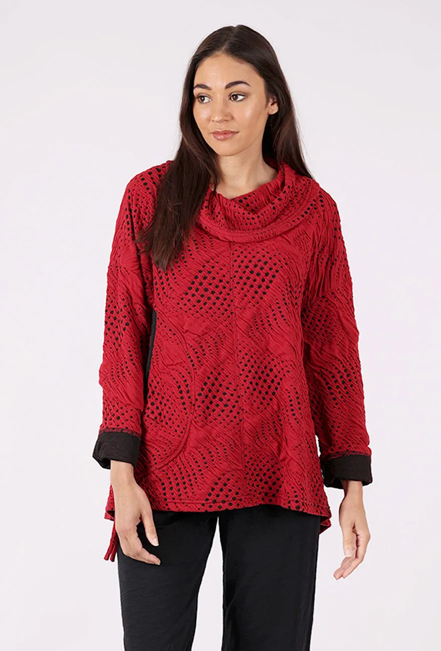 Dimension Knit Top, Red/Black Versatile Shirt