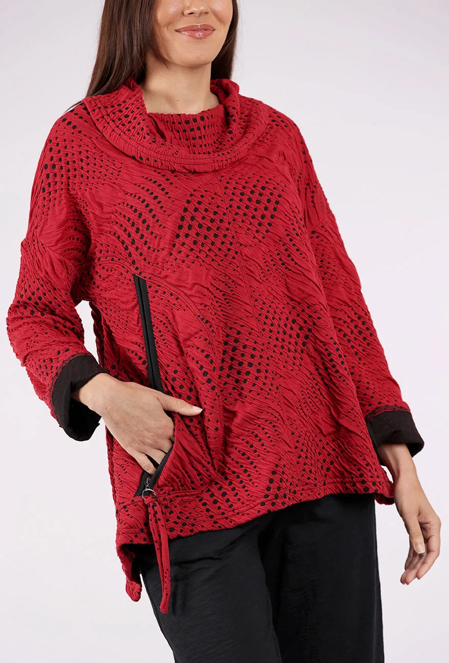 Dimension Knit Top, Red/Black Versatile Shirt