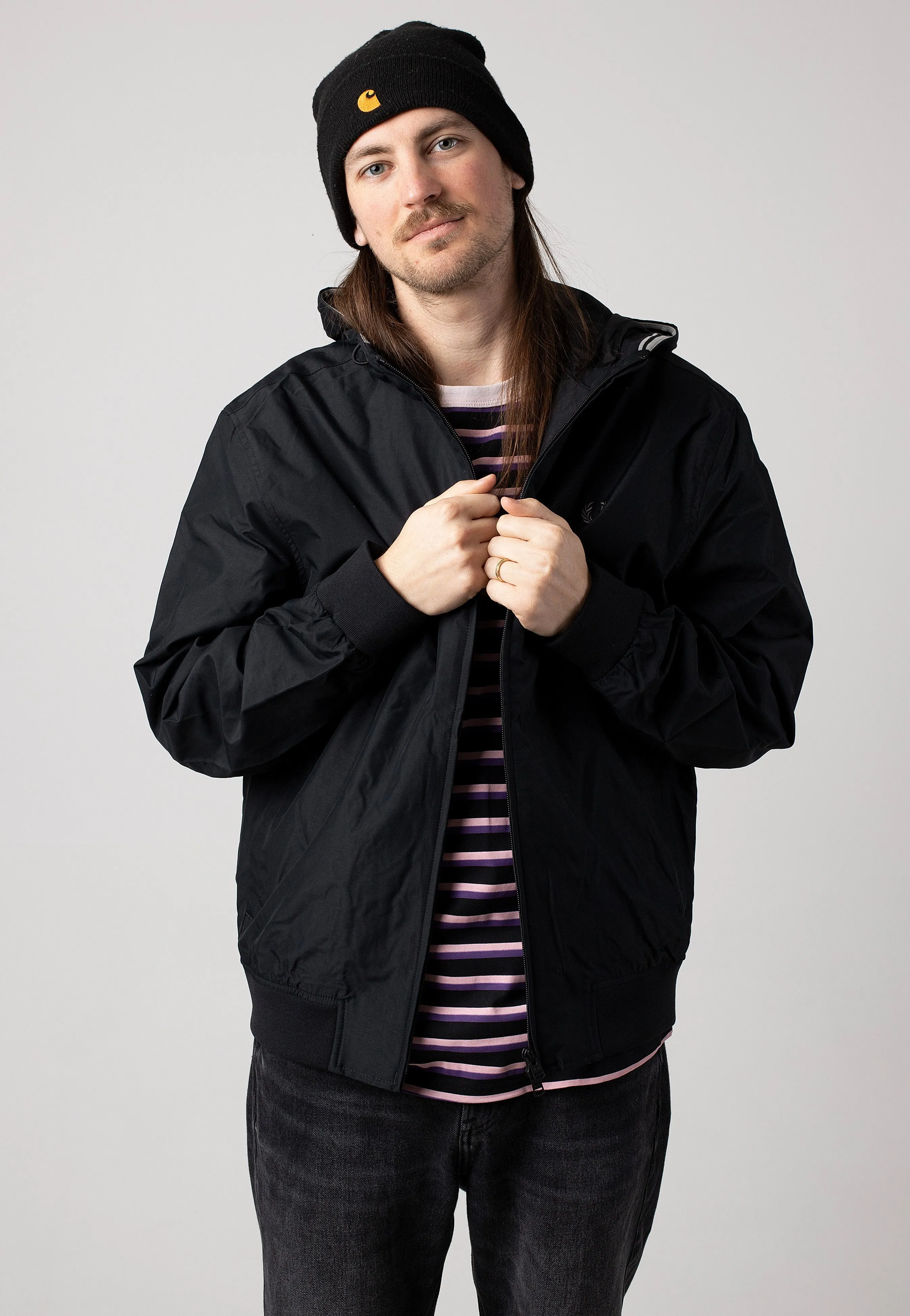 Fred Perry - Hooded Brentham Black - Jacket police officers Stroll