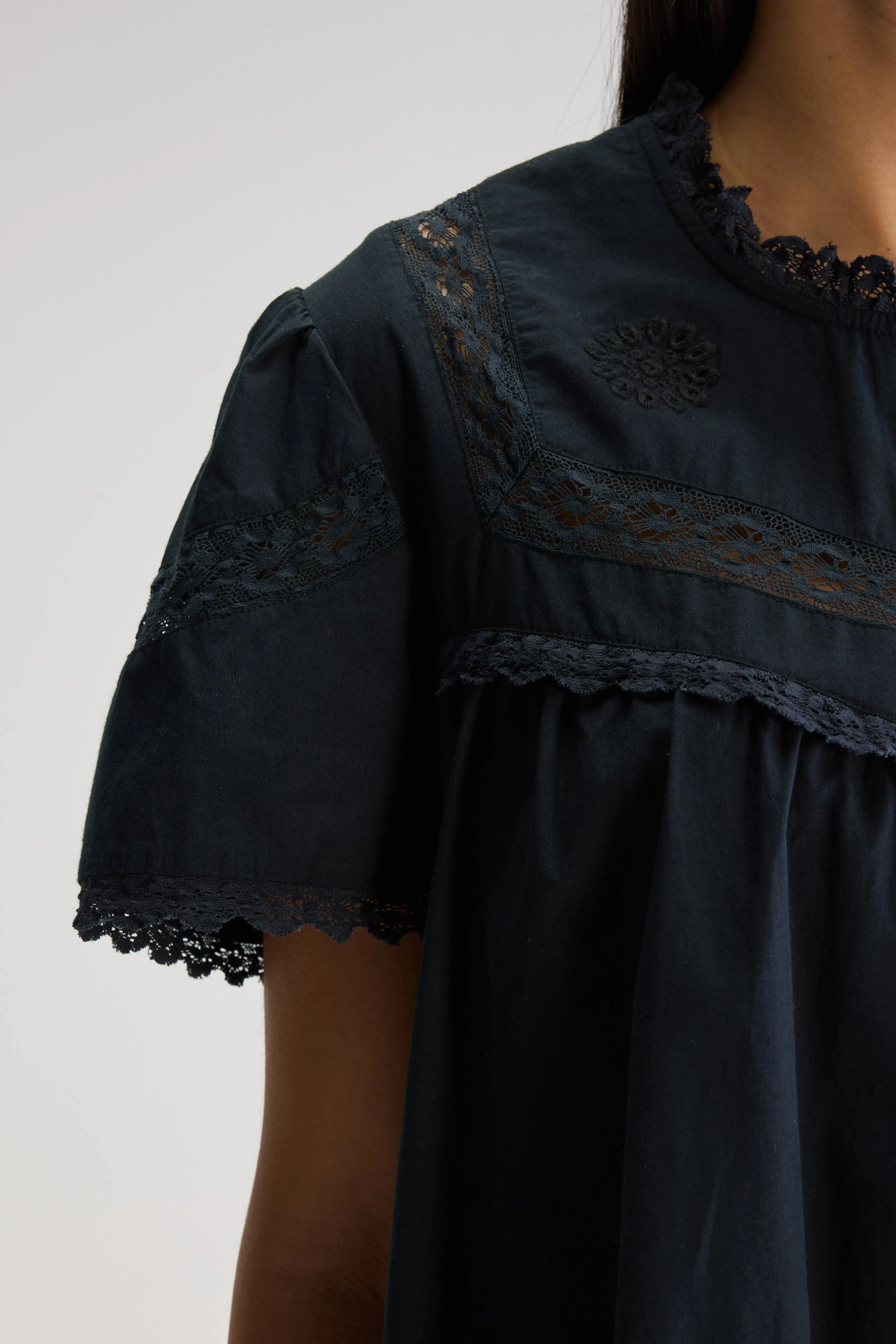 Djerba babydoll dress (251 / W / BLACK BEAUTY) Beaded Fringe