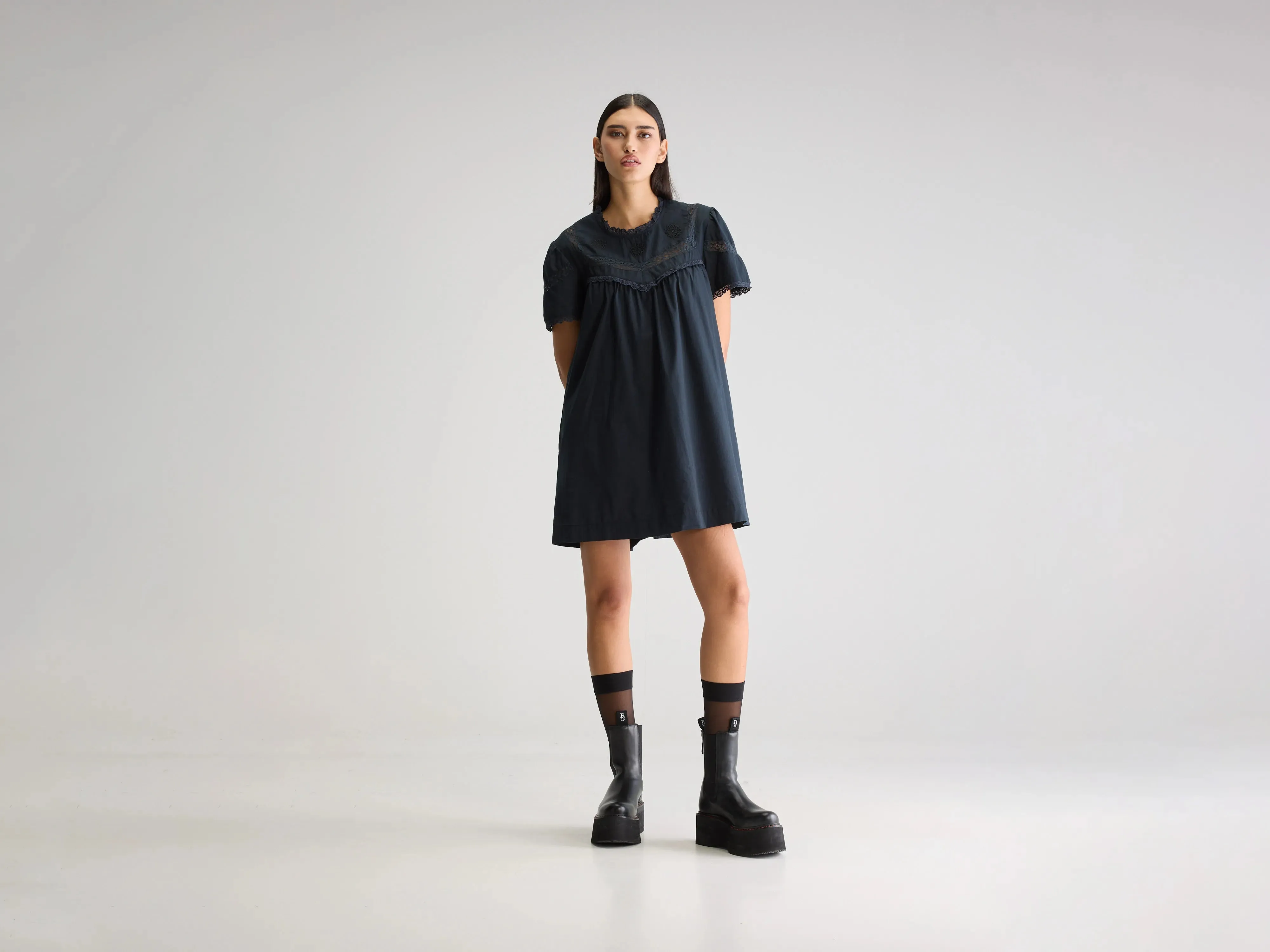 Knit Warm Artistic Edge Djerba babydoll dress (251 / W / BLACK BEAUTY)