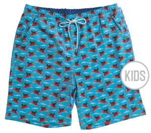 Doggy Paddle: Kid's Swim Trunks - Light Blue Baby shower gift