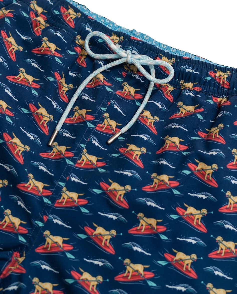 Doggy Paddle: Kid's Swim Trunks - Navy Stretchable Material
