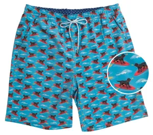 Preppy Style Doggy Paddle: Swim Trunks - Light Blue