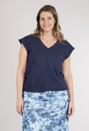 Dolman Sleeve Mixed Media Tee, Navy Classic Outfit Machine washable