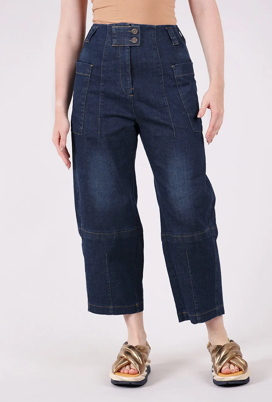 Chic Style Casual chic Double Button Barrel Denim, Blue