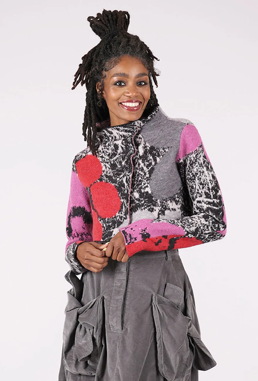 Double Face Cropped Print Cardie, Rose Multi Daily Casual Daily Favorite