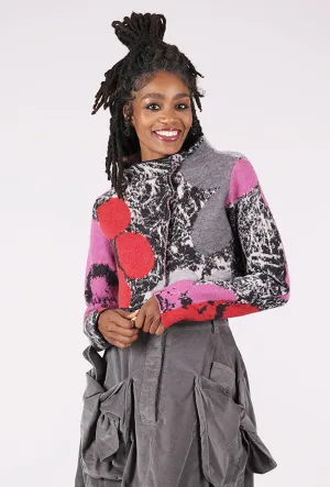 Double Face Cropped Print Cardie, Rose Multi Office wear knit