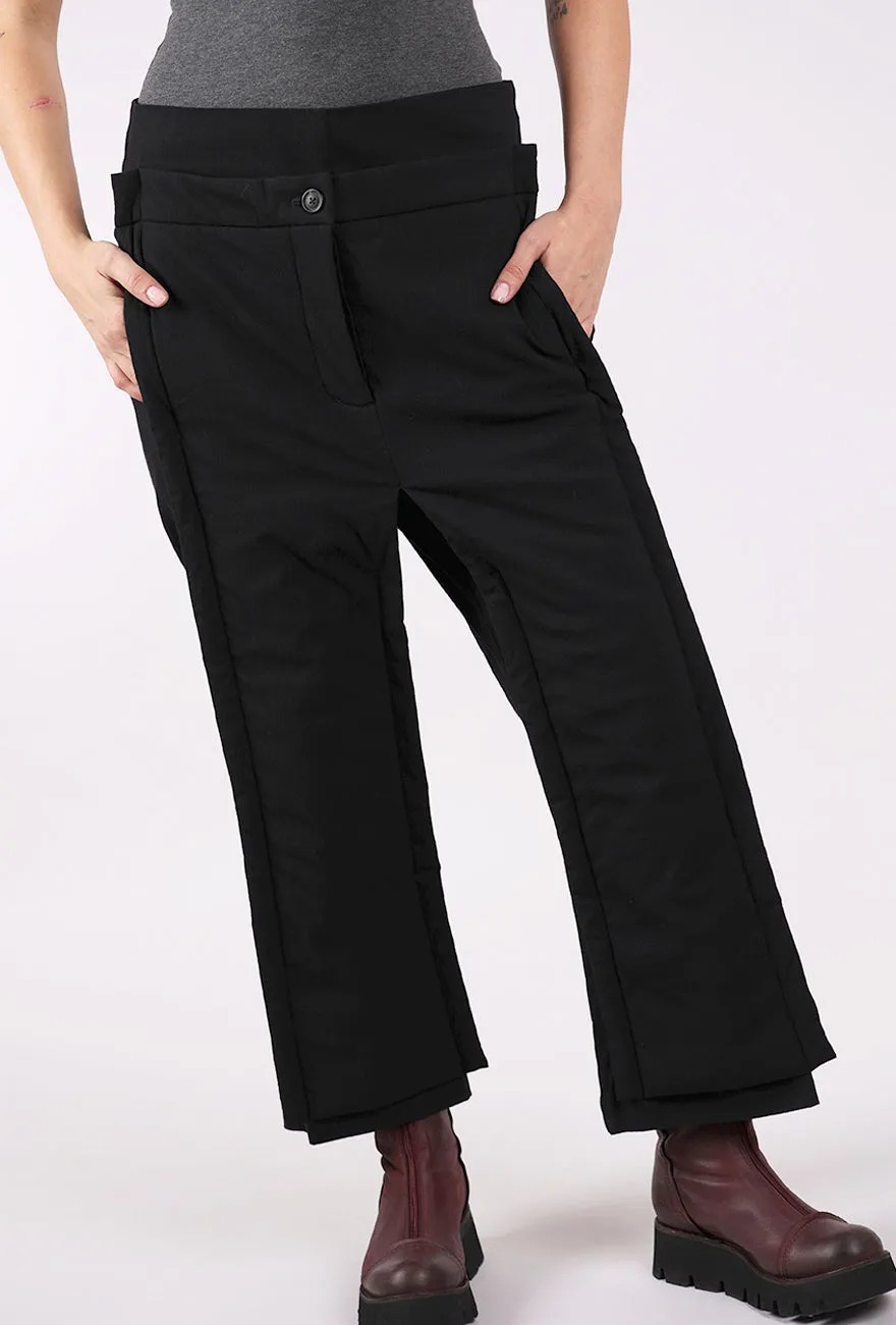 Wool blend Double Front Trim Trouser, Black