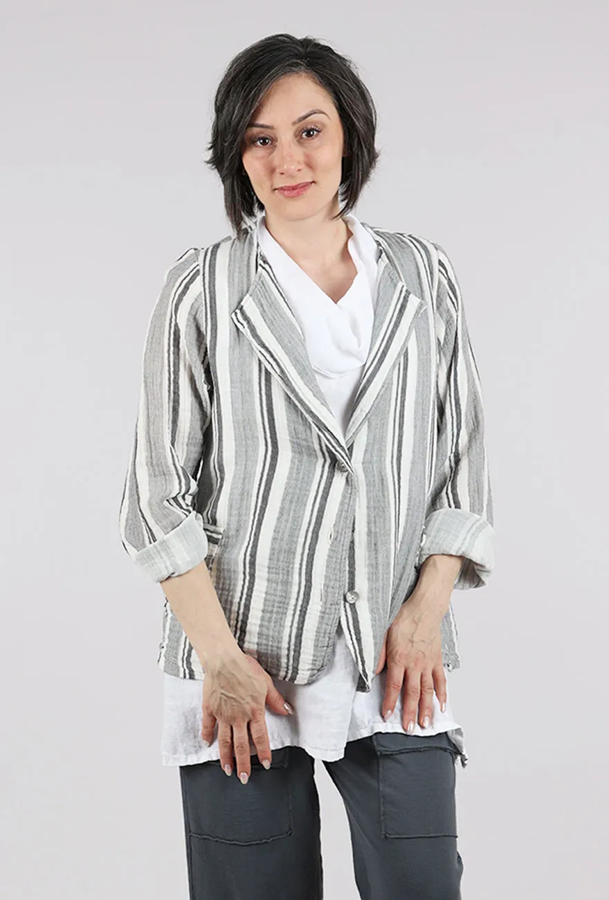 Ticket Practical Comfort Double Gauze Stripe Jacket, White