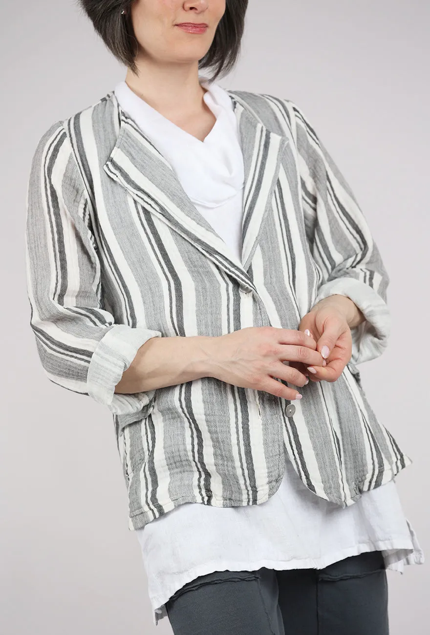 Double Gauze Stripe Jacket, White All terrain