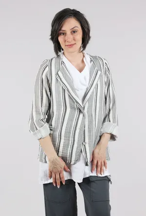 Minimal Aesthetic Windbreaker Inspired Fit Double Gauze Stripe Jacket, White