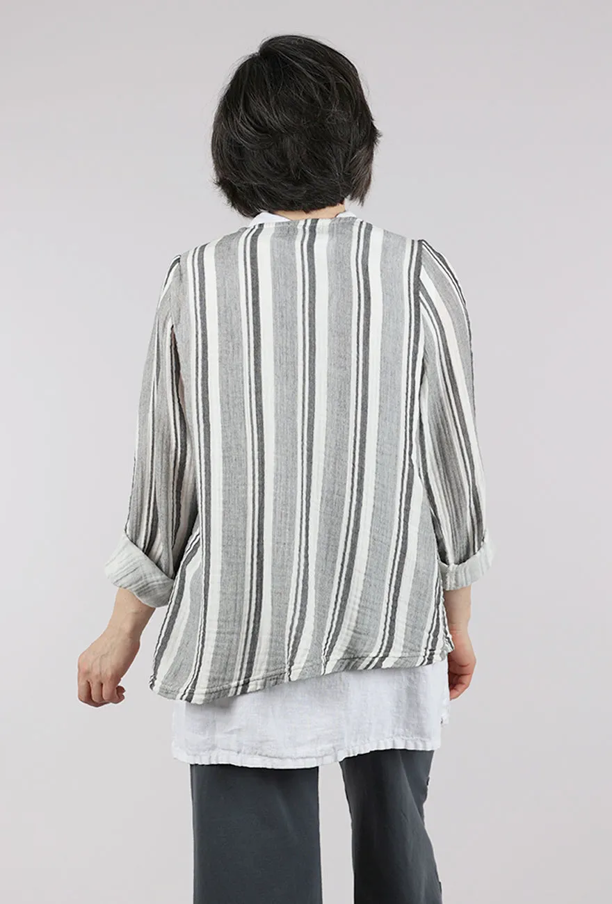 Double Gauze Stripe Jacket, White All terrain
