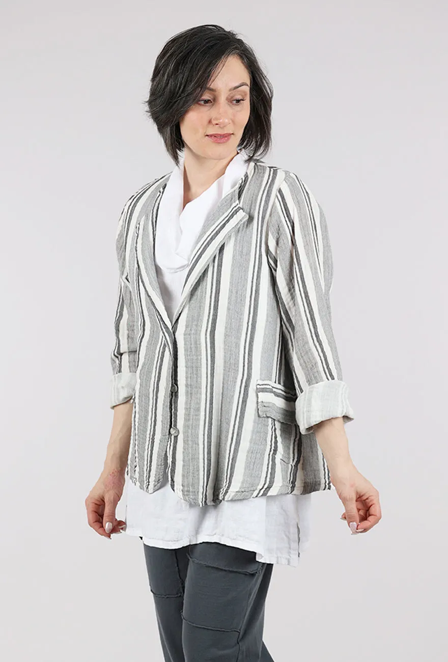 Double Gauze Stripe Jacket, White All terrain