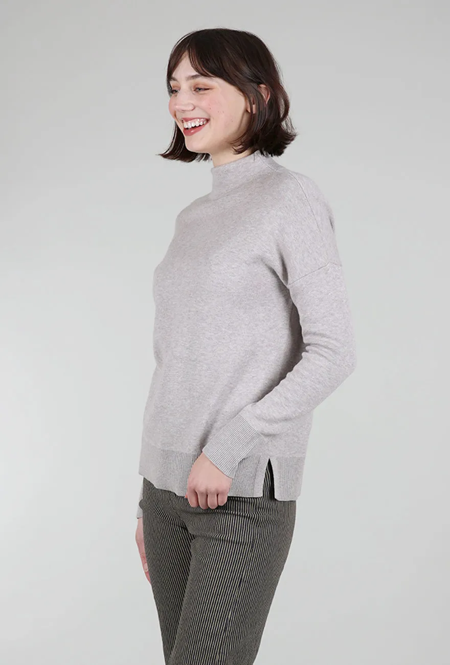 Double Knit Funnel Sweater, Pebble Japanese Fresh