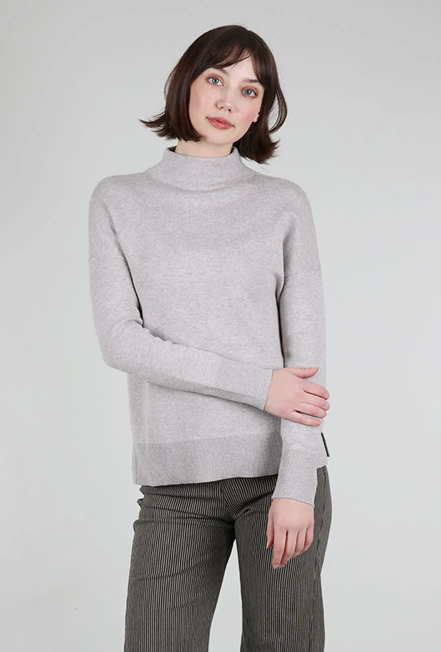 Double Knit Funnel Sweater, Pebble Japanese Fresh