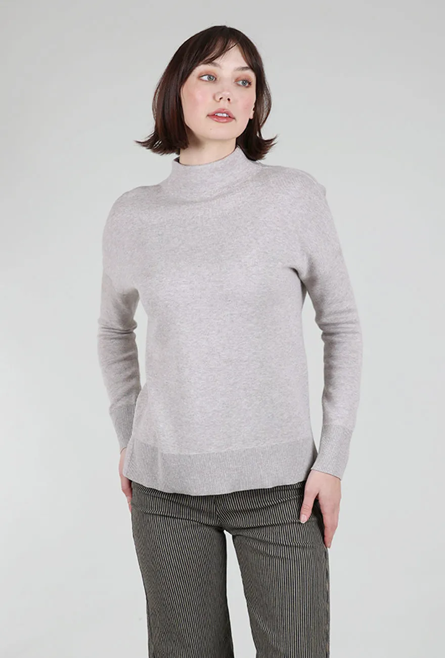 Fashionable knitwear Relaxed fit knit Double Knit Funnel Sweater, Pebble